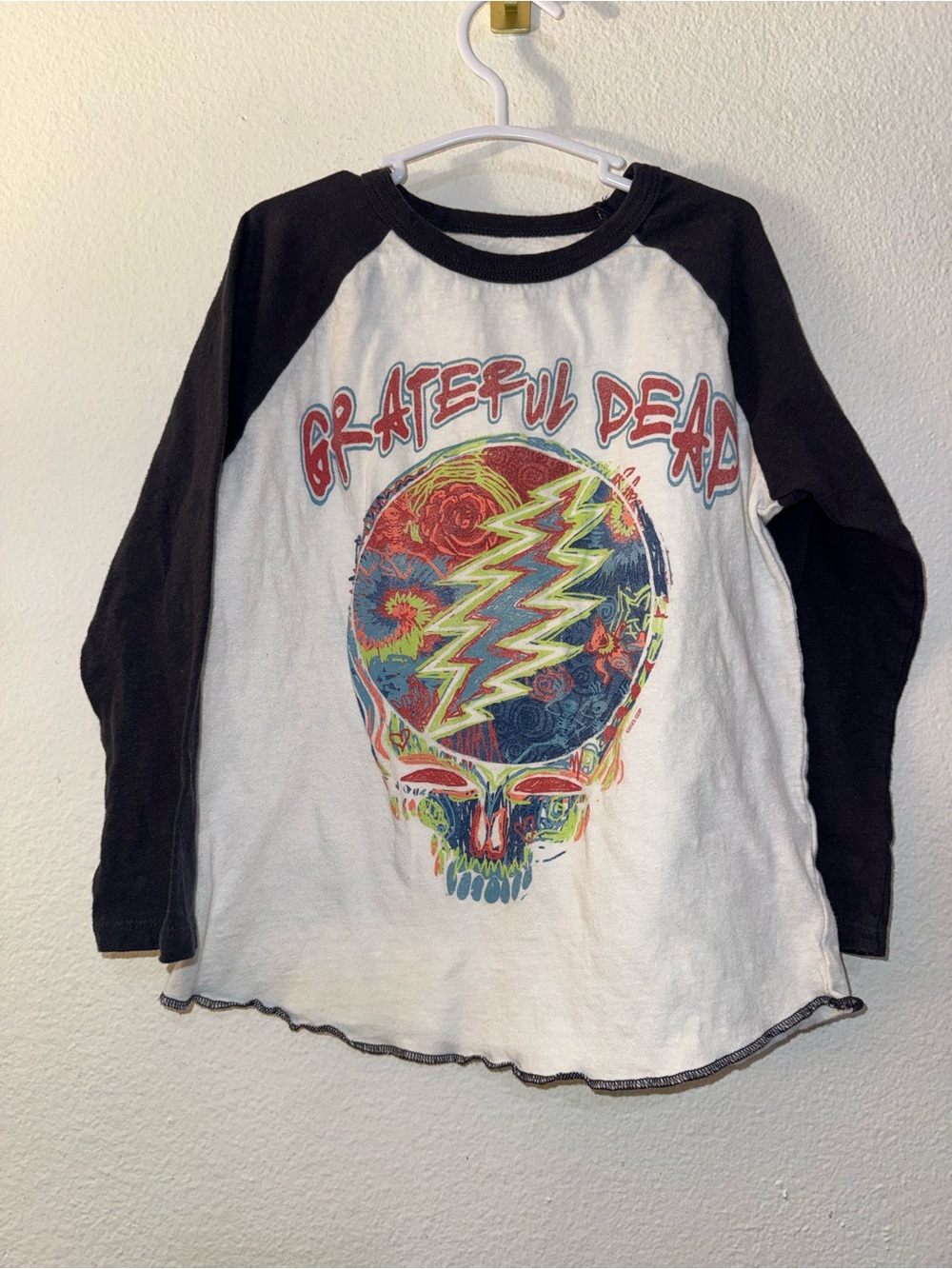 Grateful Dead Kids Raglan Long Sleeve Shirt - Black & White